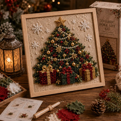 3D Christmas Fabric Poke Art Kit - DIY Snowman Embroidery Artwork, Handmade Holiday Wall Decor Gift for Adults & Beginners
