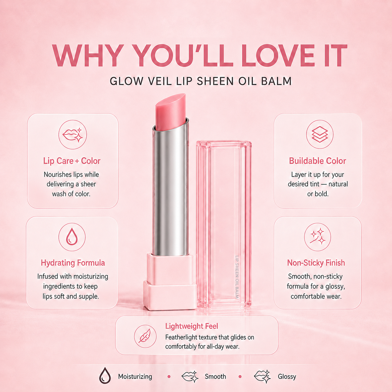 🔥Last Day Buy 1 Get 1 Free|Tidypap GLOW VEIL LIP SHEEN OIL BALM