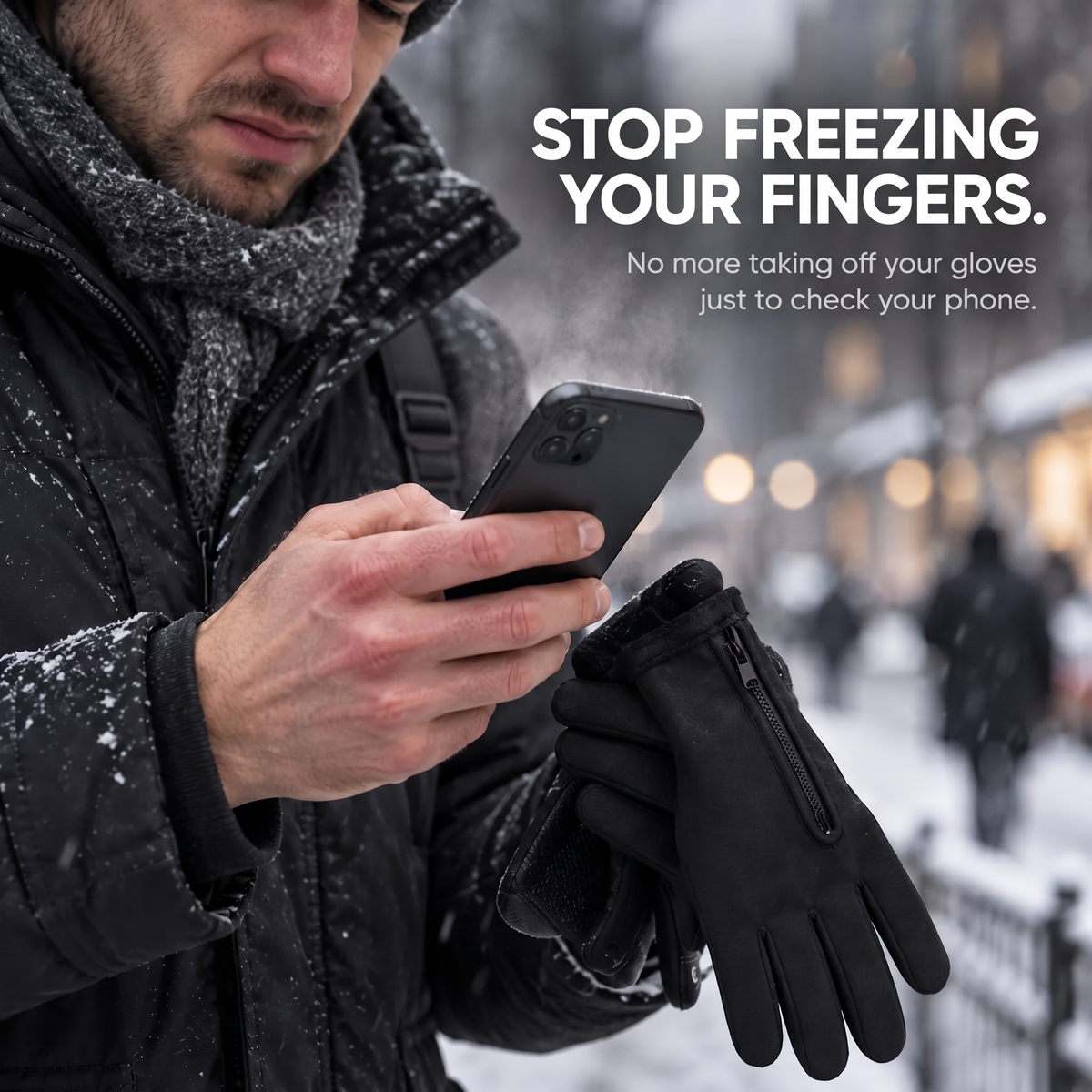 Winter Flip-Top Touchscreen Gloves – Warm, Windproof & Water-Resistant