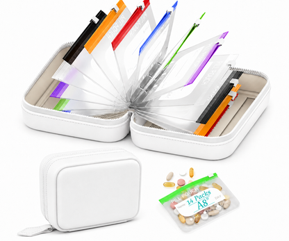 💊A8 Waterproof Pill Pouch Set – 7 to 14 Days of Meds & Vitamins💧Waterproof & Crush-Resistant Shell