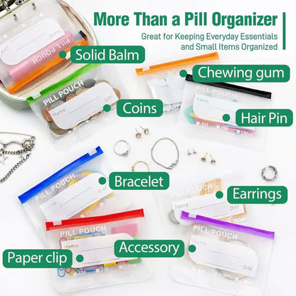 💊A8 Waterproof Pill Pouch Set – 7 to 14 Days of Meds & Vitamins💧Waterproof & Crush-Resistant Shell