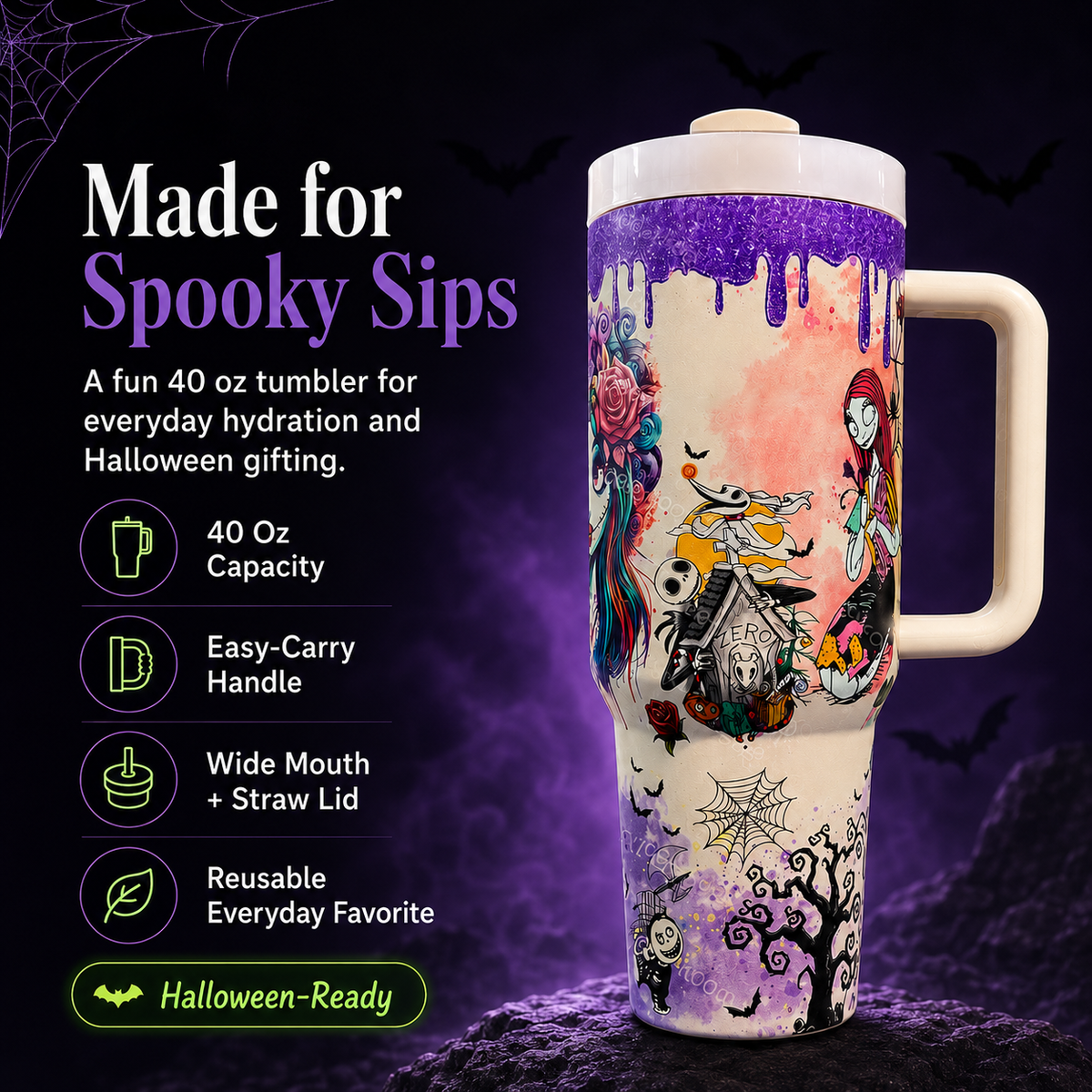 40 ounce Halloween tumbler feature overview