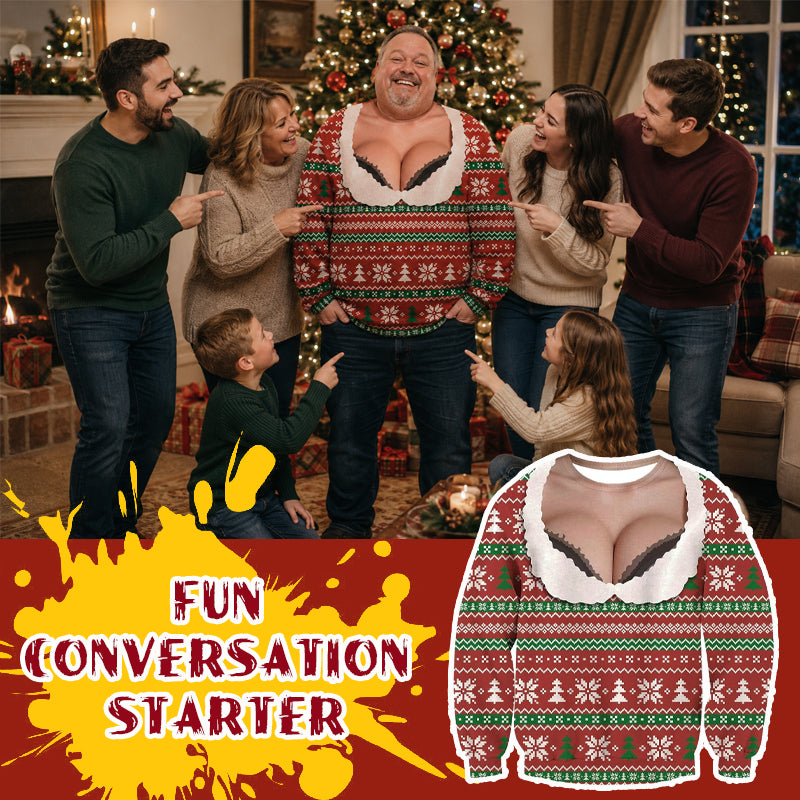 🎄 Funny 3D Men's Ugly Christmas Sweater with Fake Neckline