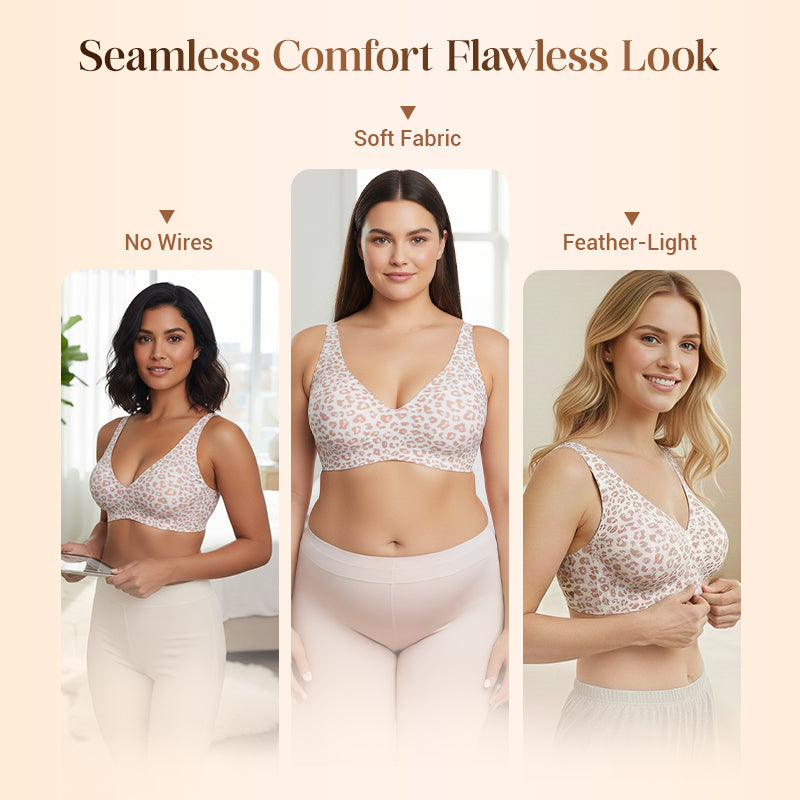 💜💜Jelly Wireless Womens Comfortable Wireless Bras Push Up Bralettes Seamless Tshirts Bras Deep V Everyday Bras