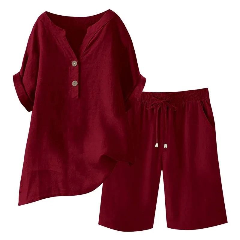 🔥Limited-time offer-Women's Cotton Linen 2-Piece Outfit Set