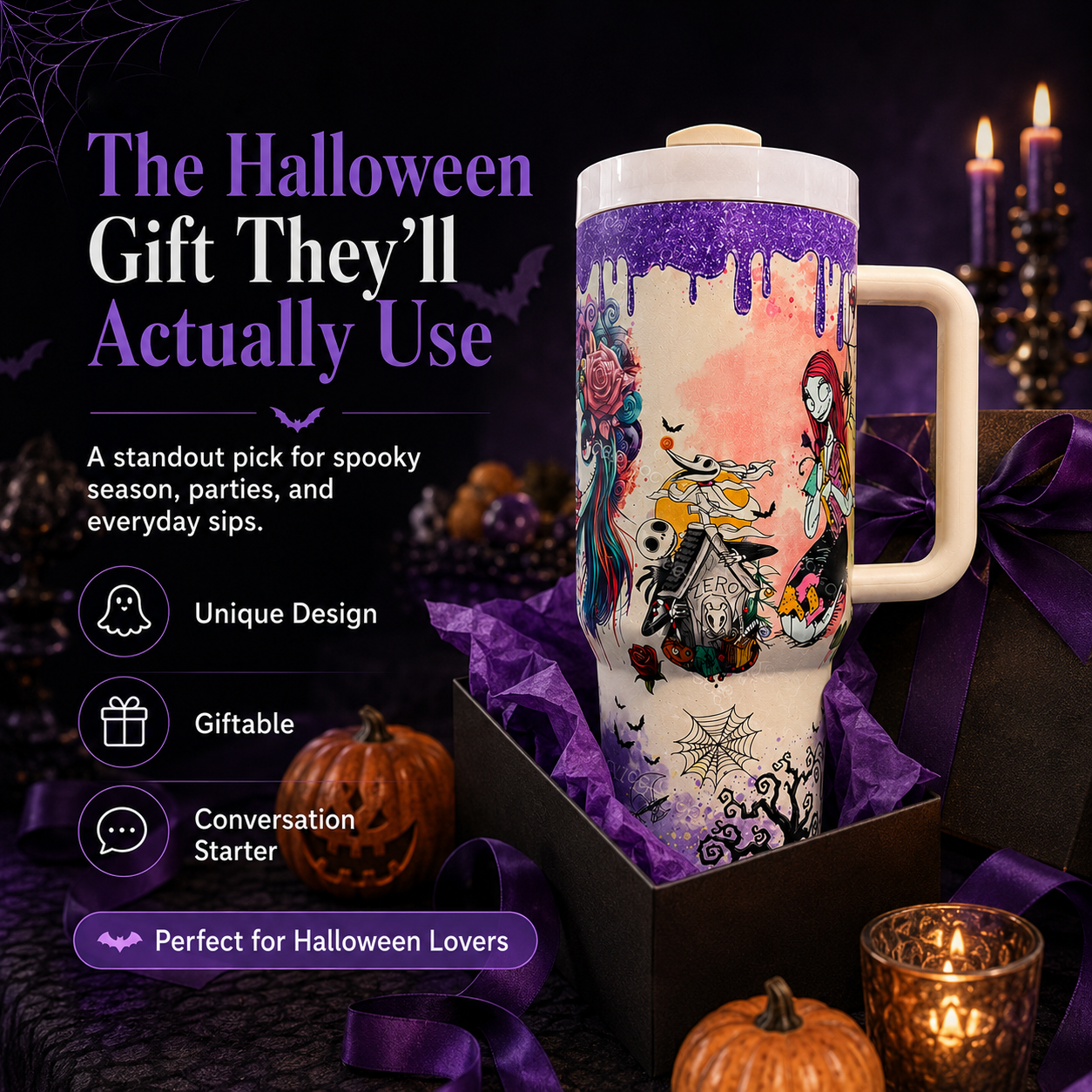 Halloween tumbler presented as a seasonal gift