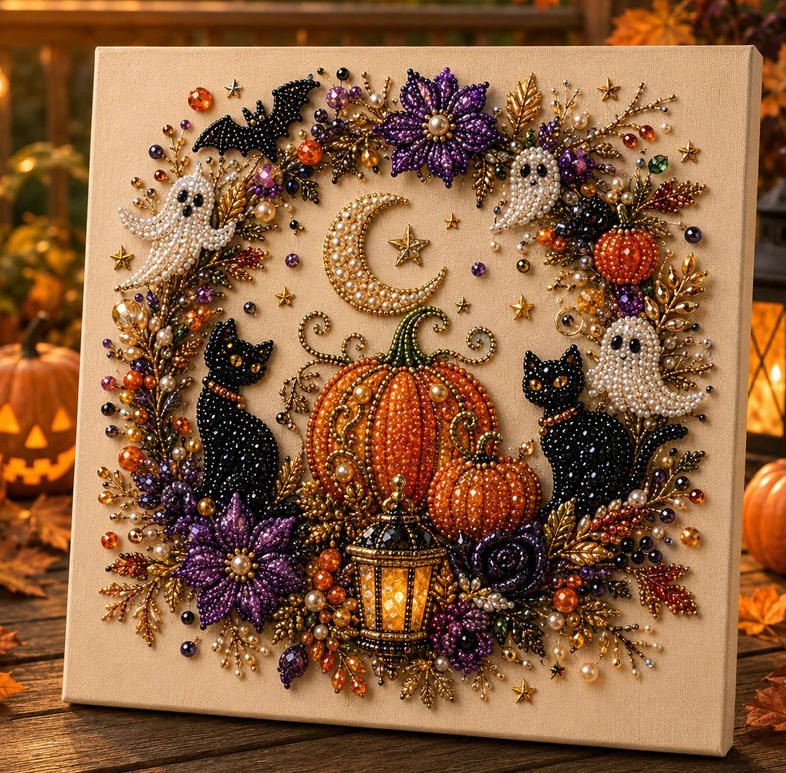 🎃 Create Your Own Spooky Halloween Decoration ✨ DIY Diamond Art Kit That Turns Into A Sparkling Halloween Display