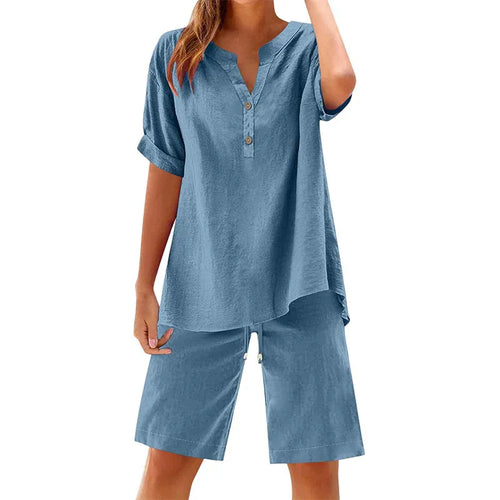 🔥Limited-time offer-Women's Cotton Linen 2-Piece Outfit Set