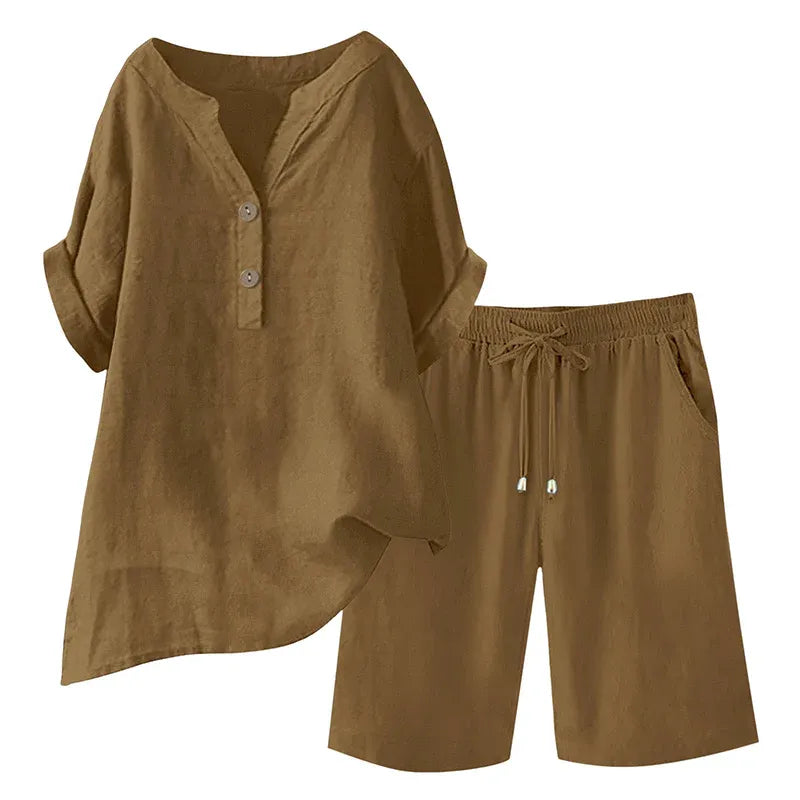 🔥Limited-time offer-Women's Cotton Linen 2-Piece Outfit Set