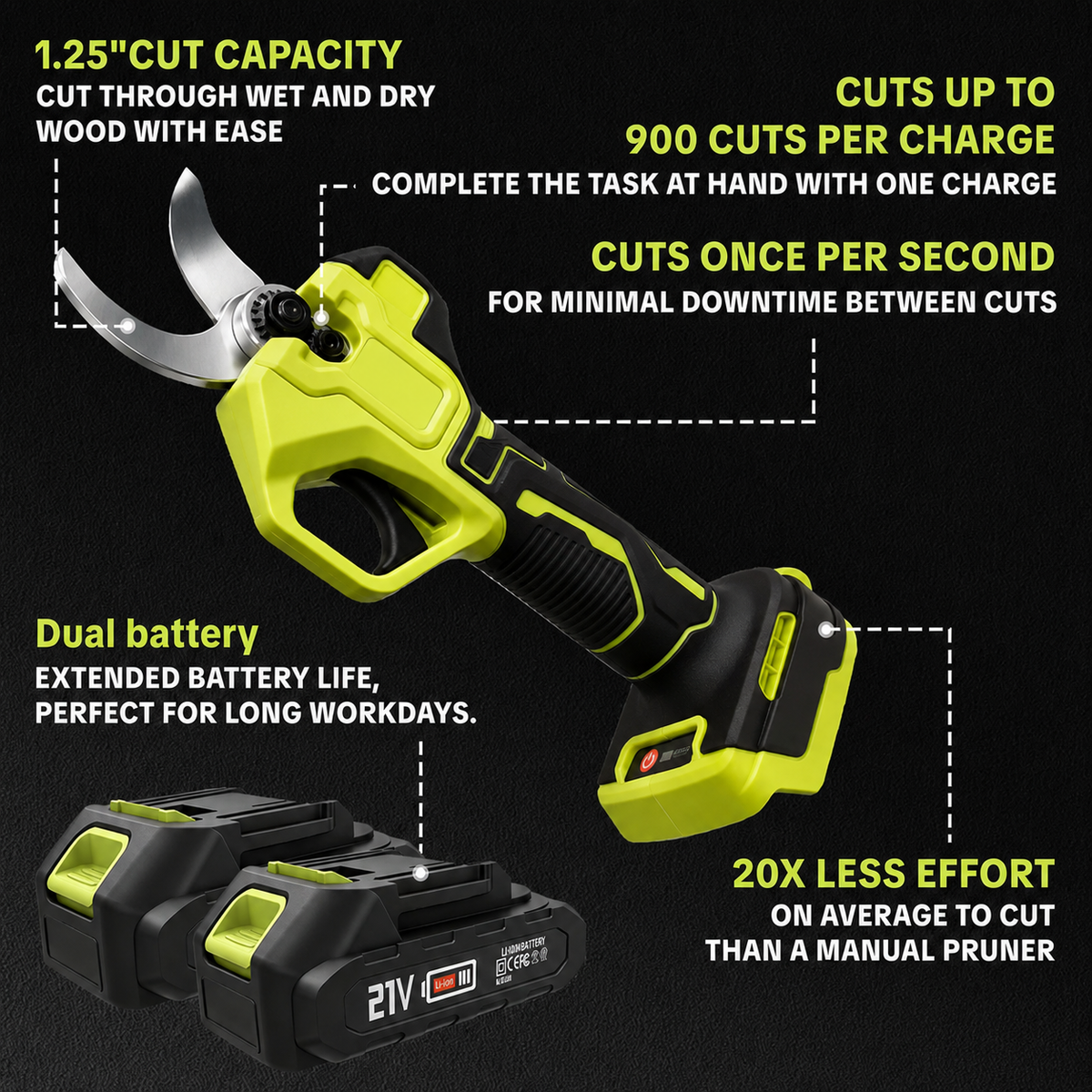 Electric pruner positioned on a garden branch