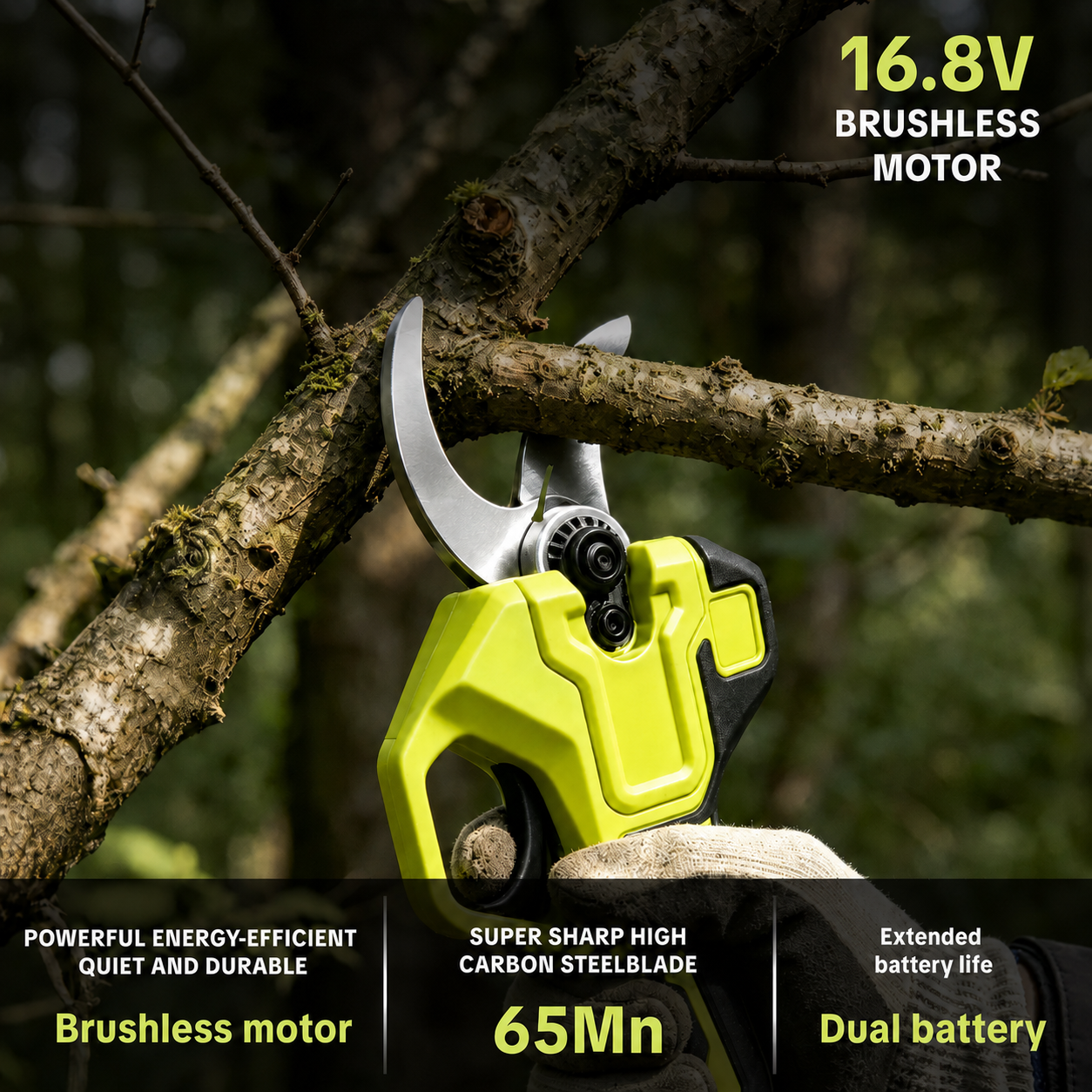 Cordless electric pruning tool and included accessories