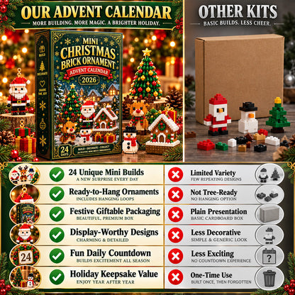 ⏳ Last day to save 49% – 🎄 24-Day Mini Christmas Ornament Advent Calendar | 24 unique festive buildable designs with hanging loops—perfect for decorating Christmas trees, wreaths, and holiday displays 🧱