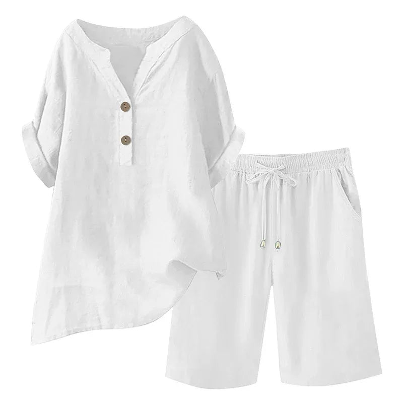 🔥Limited-time offer-Women's Cotton Linen 2-Piece Outfit Set