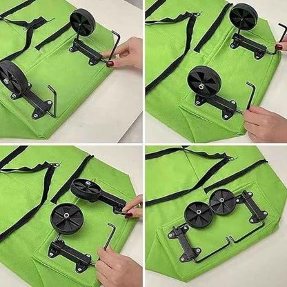 🌱✨ Limited Time 46% OFF✨ Collapsible Rolling Shopping Bag, Portable Foldable Wheeled Grocery Tote Bag Reusable Handbag For Supermarket Market Travel
