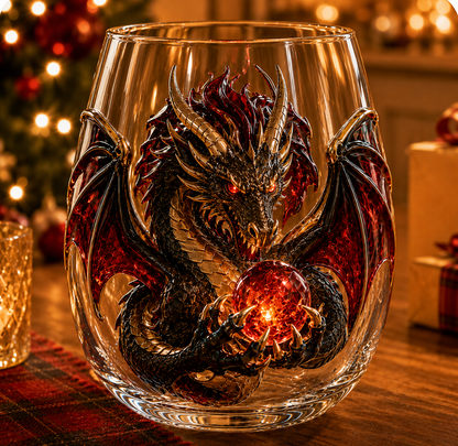 🐉✨ 3D Mythic Dragon Glass Art Cup | Luxury Raised Fantasy Glassware for Whiskey, Home Bar Decor & Legendary Gifts 🎁