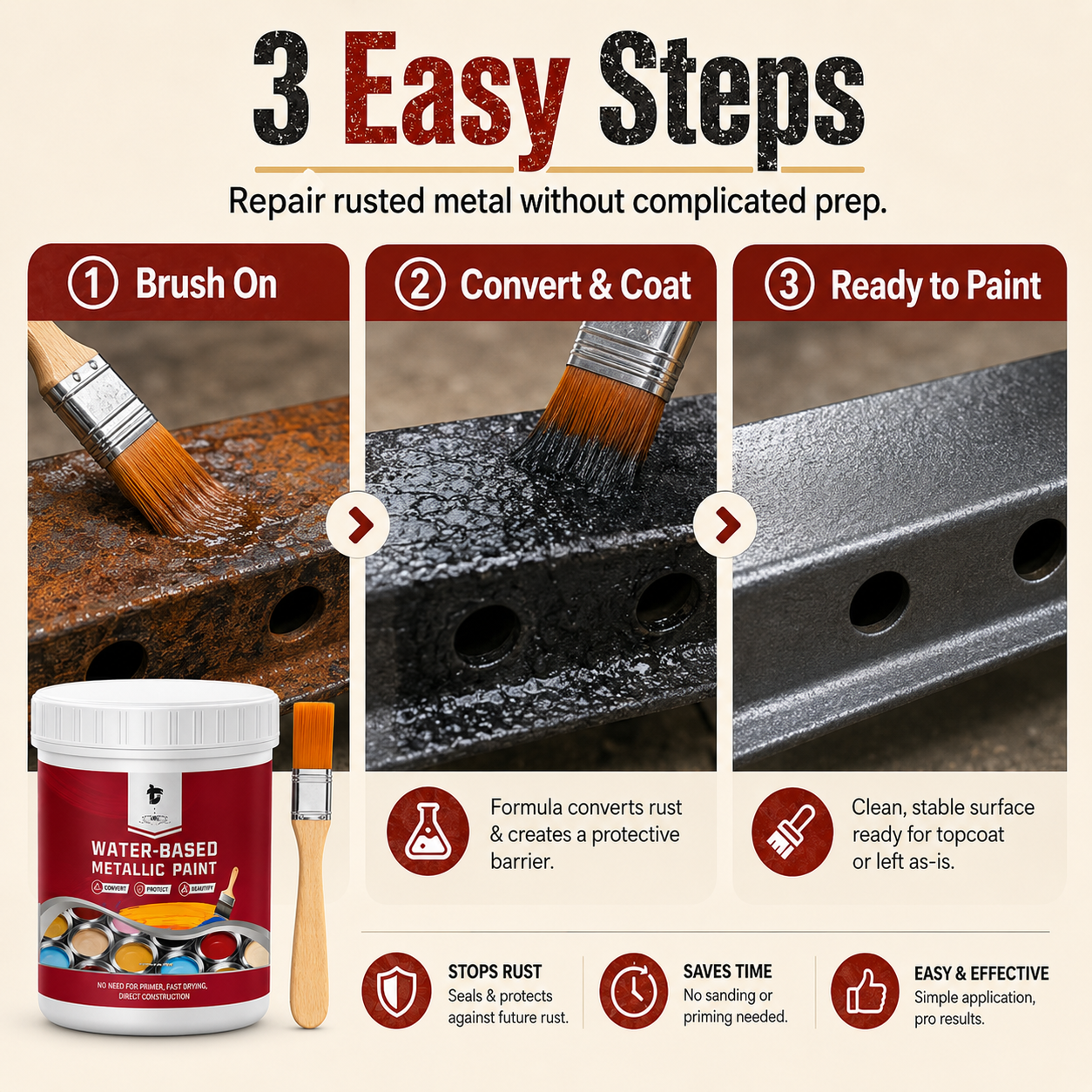 ⌛Time‑Limited Special⏰Rust ConverterMetallic Paint – One coatstops rust, no sanding, no fumes. 🔨🛡️