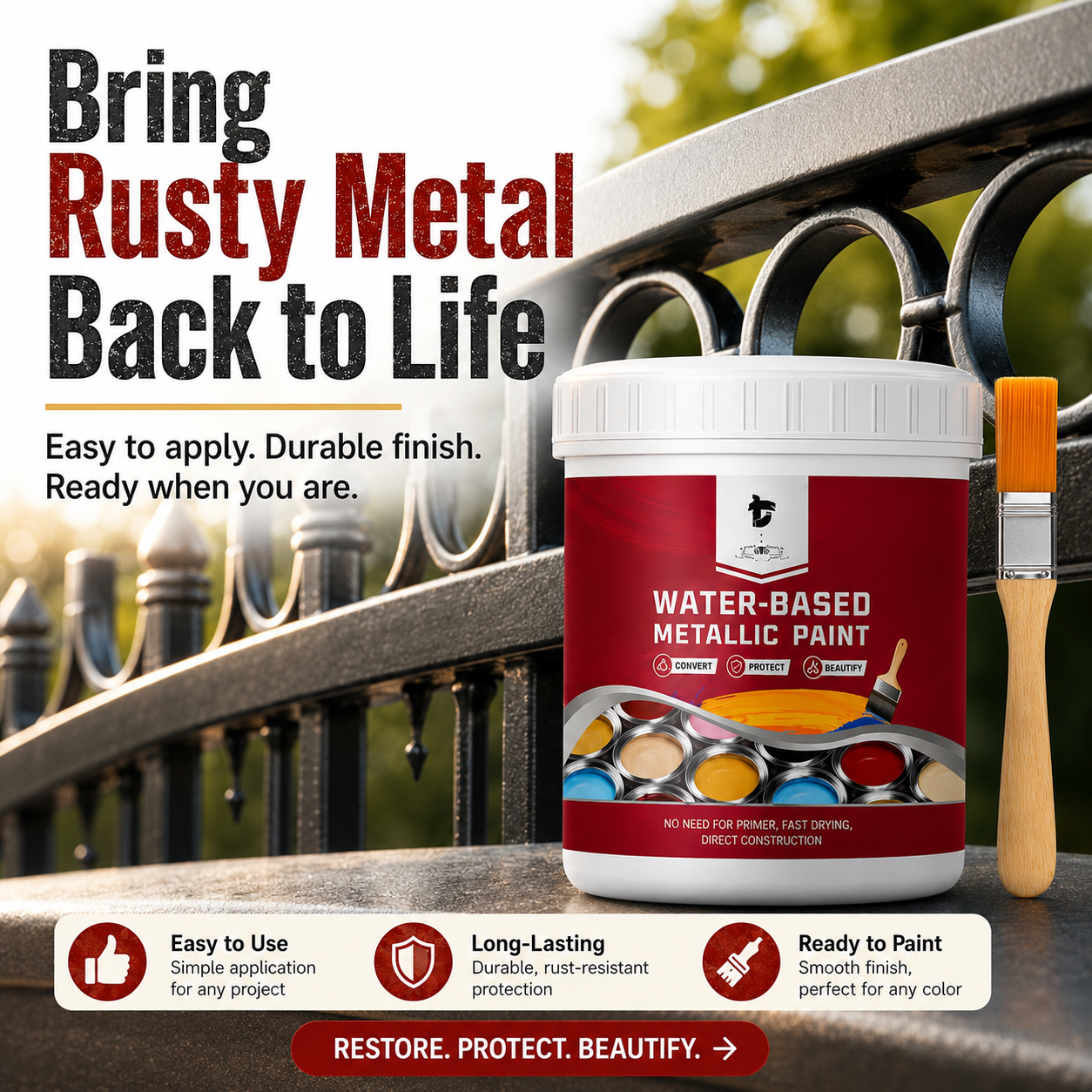 ⌛Time‑Limited Special⏰Rust ConverterMetallic Paint – One coatstops rust, no sanding, no fumes. 🔨🛡️