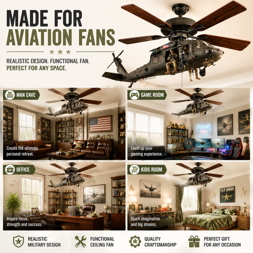 🔥 LAST DAY 50% OFF-🚁 Helicopter Ceiling Fan Decoration – Flying Aviation Display
