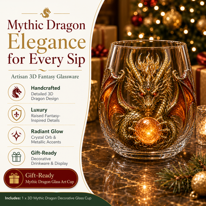 🐉✨ 3D Mythic Dragon Glass Art Cup | Luxury Raised Fantasy Glassware for Whiskey, Home Bar Decor & Legendary Gifts 🎁