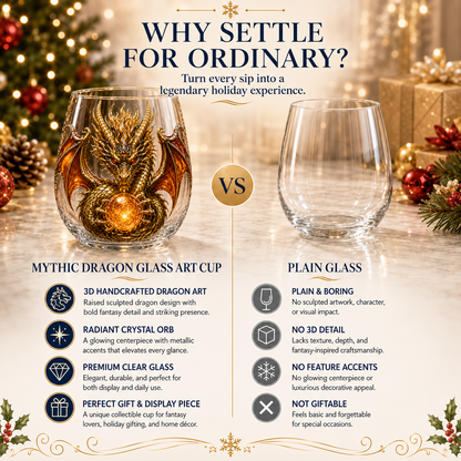 🐉✨ 3D Mythic Dragon Glass Art Cup | Luxury Raised Fantasy Glassware for Whiskey, Home Bar Decor & Legendary Gifts 🎁