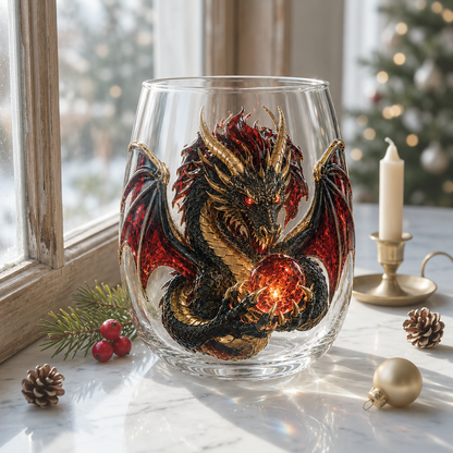 🐉✨ 3D Mythic Dragon Glass Art Cup | Luxury Raised Fantasy Glassware for Whiskey, Home Bar Decor & Legendary Gifts 🎁