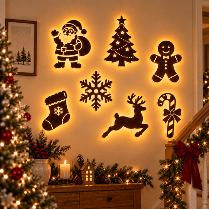 Glowing Christmas Wall Decor — 7 Holiday Styles + Remote Control