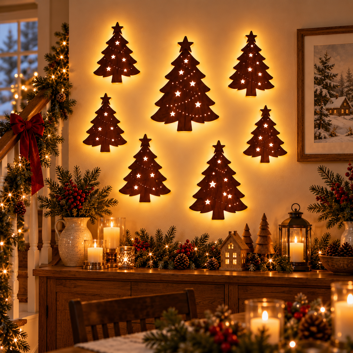 Glowing Christmas Wall Decor — 7 Holiday Styles + Remote Control