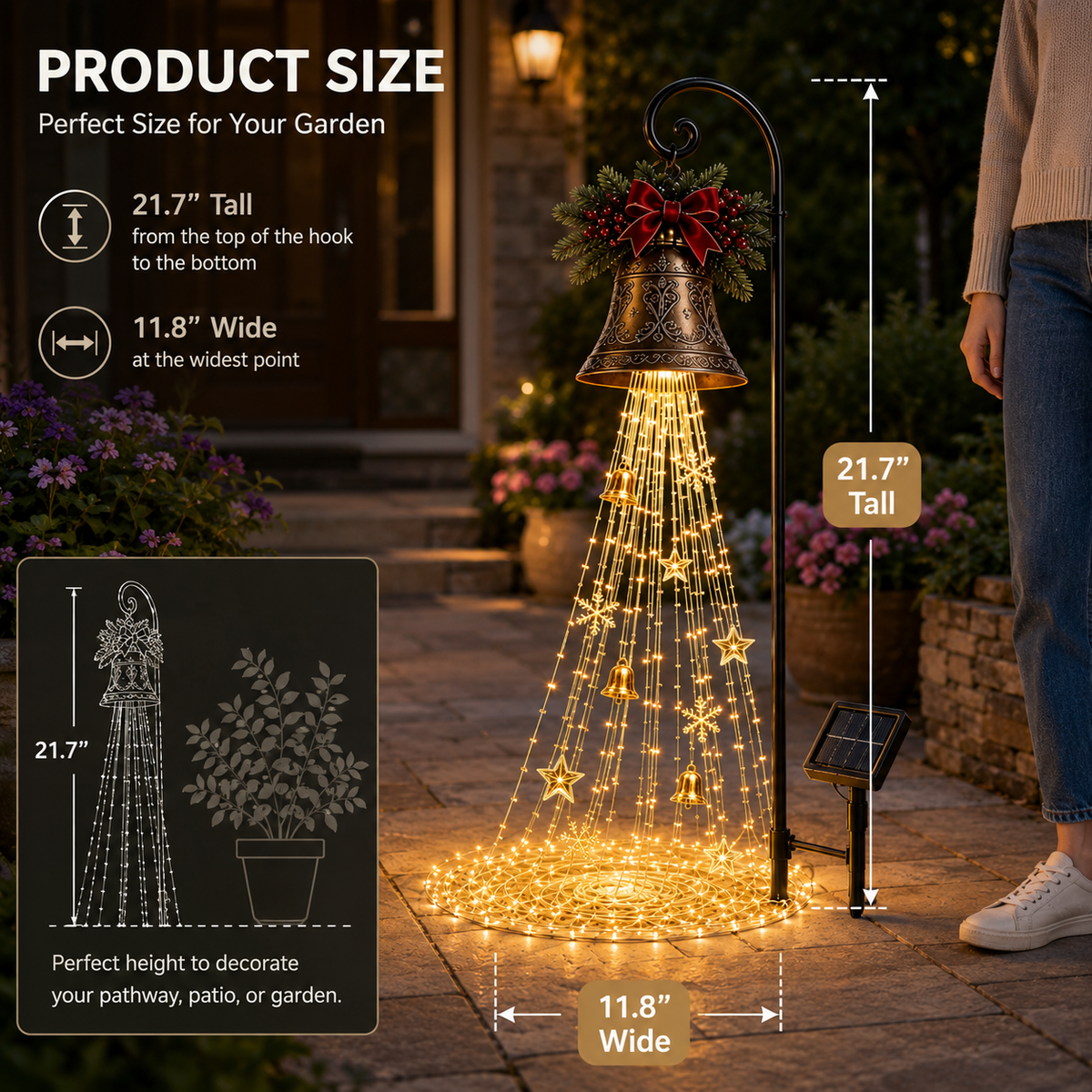 🎄🔥LAST DAY 70% OFF-🔔Christmas Bell Cascade Solar Yard Light✨