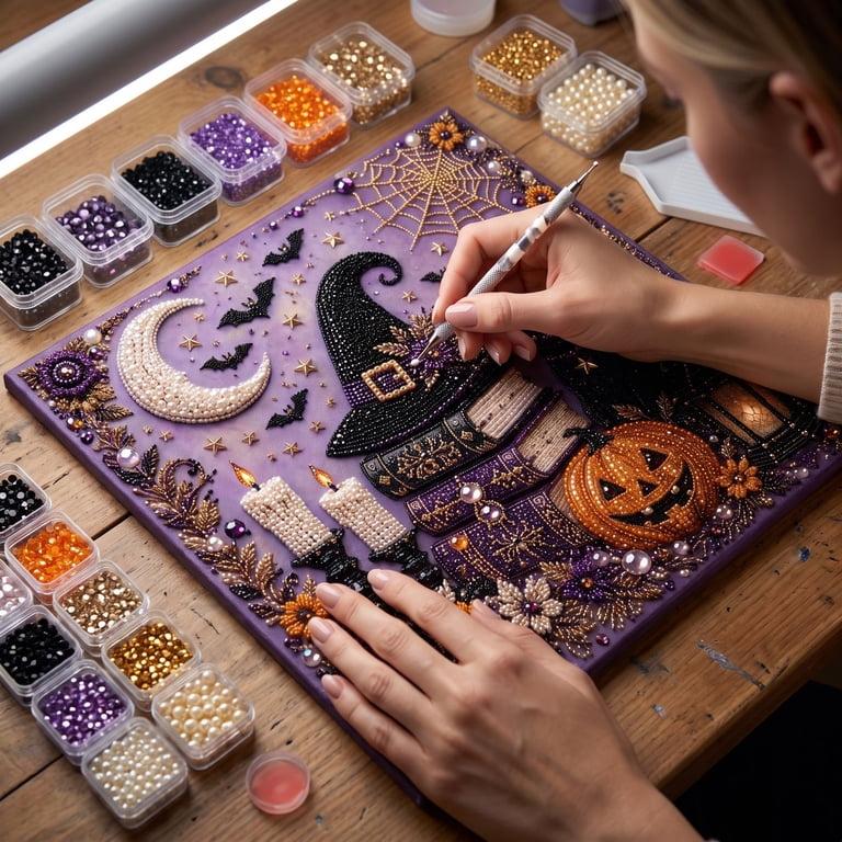 🎃 Create Your Own Spooky Halloween Decoration ✨ DIY Diamond Art Kit That Turns Into A Sparkling Halloween Display