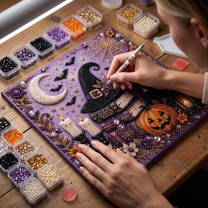 🎃 Create Your Own Spooky Halloween Decoration ✨ DIY Diamond Art Kit That Turns Into A Sparkling Halloween Display