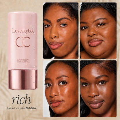 summer skin essentials - CC color-correcting tinted serum + creaseless SPF 30 mineral setting powder