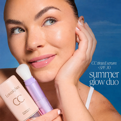 summer skin essentials - CC color-correcting tinted serum + creaseless SPF 30 mineral setting powder