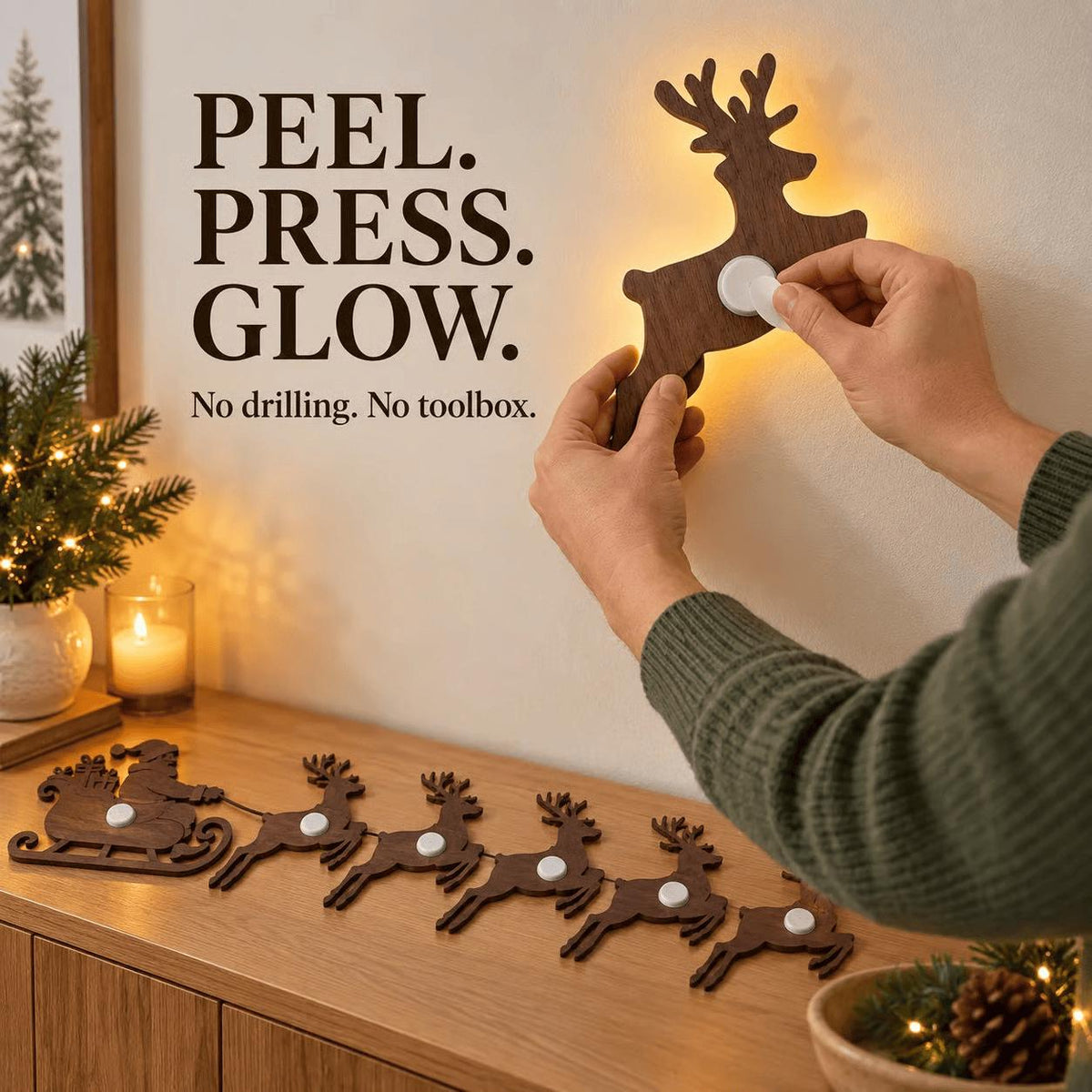 Glowing Christmas Wall Decor — 7 Holiday Styles + Remote Control