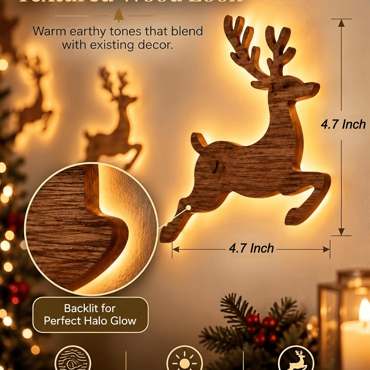 Glowing Christmas Wall Decor — 7 Holiday Styles + Remote Control