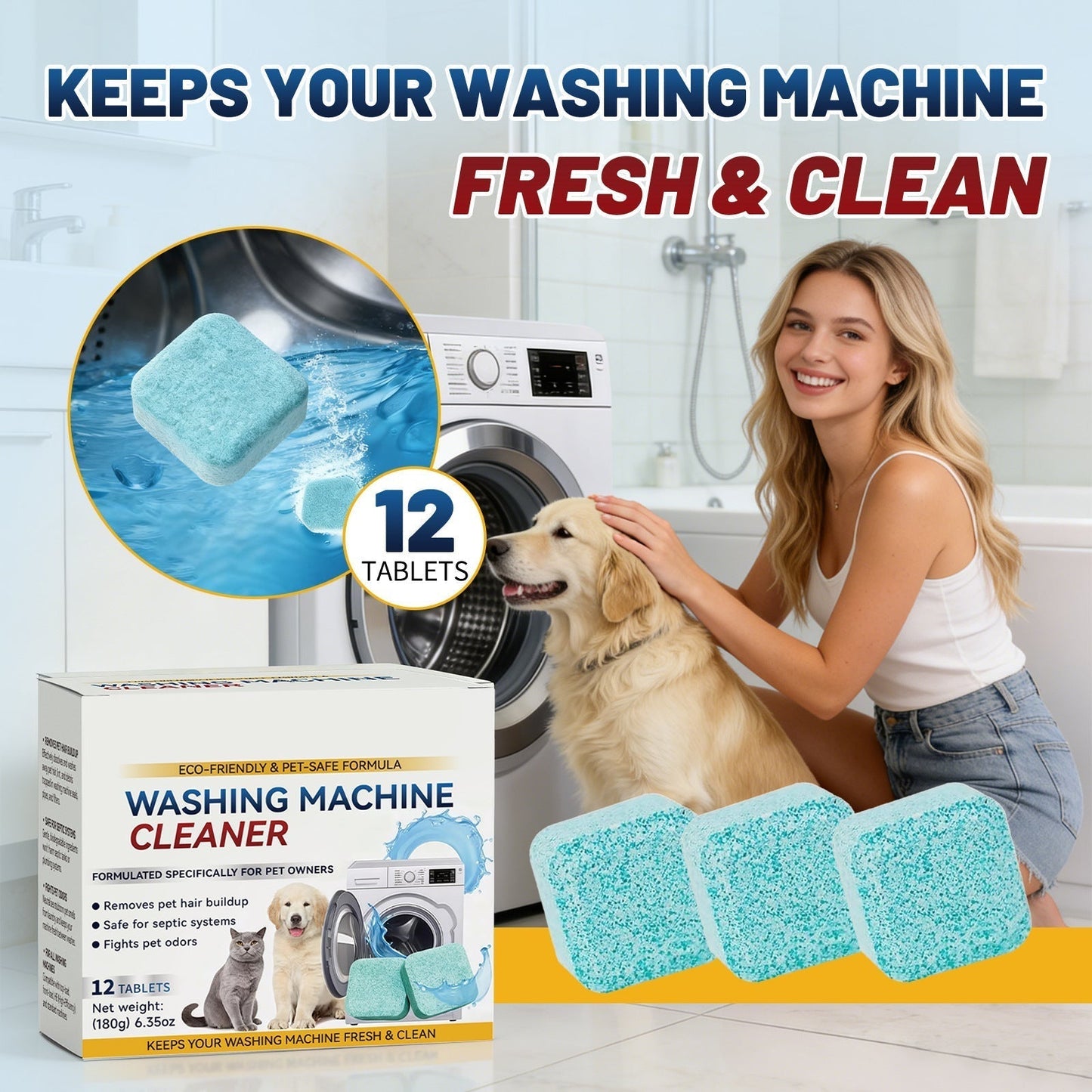 🔥 Powerful Washer Deep Cleaner Tablets – Eliminate Hidden Bacteria & Bad Smells Fast