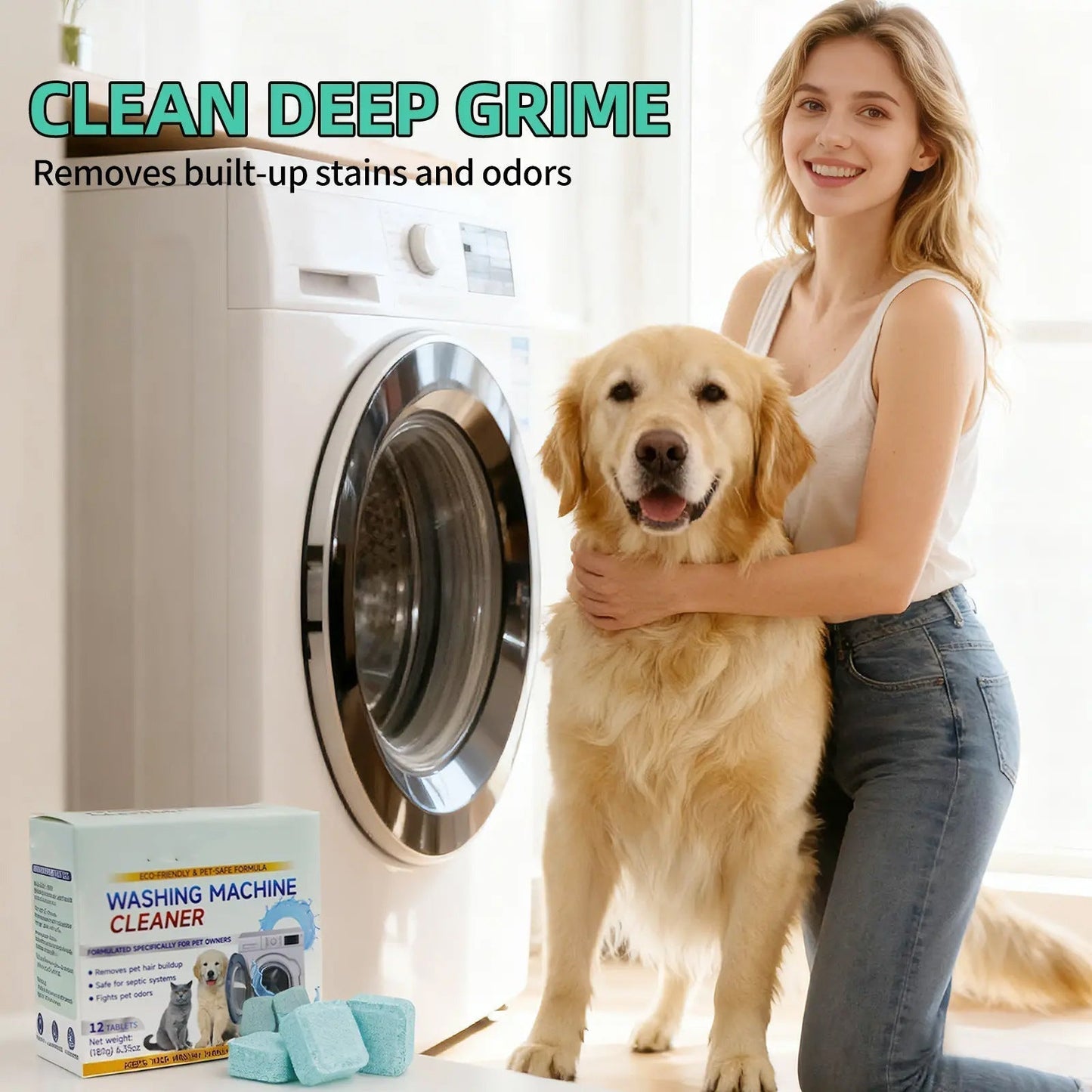 🔥 Powerful Washer Deep Cleaner Tablets – Eliminate Hidden Bacteria & Bad Smells Fast