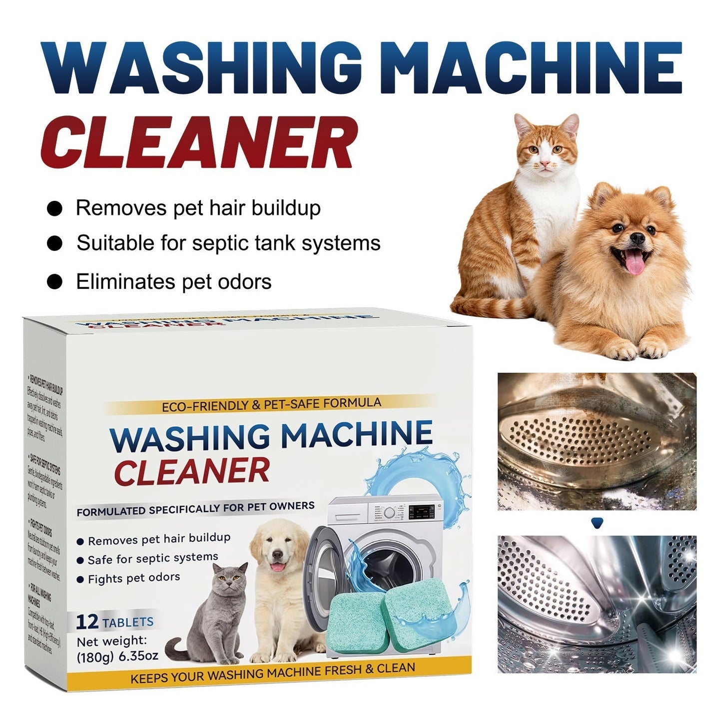 🔥 Powerful Washer Deep Cleaner Tablets – Eliminate Hidden Bacteria & Bad Smells Fast