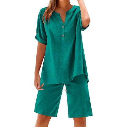 🔥Limited-time offer-Women's Cotton Linen 2-Piece Outfit Set