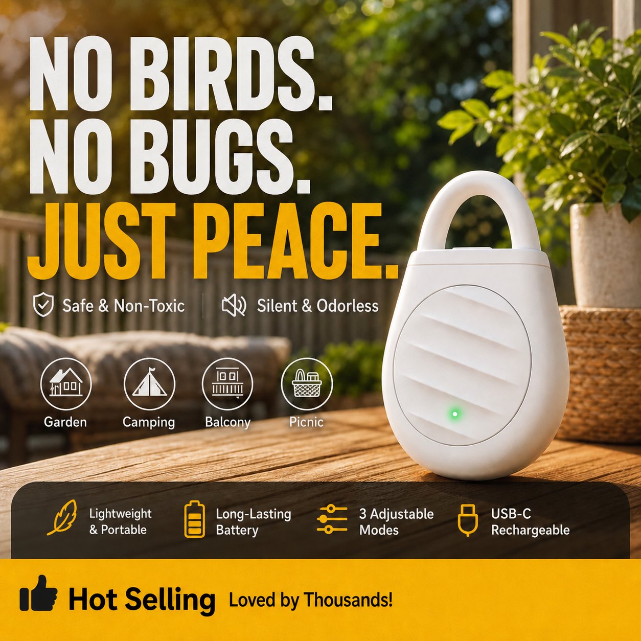 🐦No more trouble from birds, beasts and locusts！Portable Ultrasonic Bird Repellent Keychain