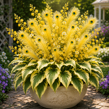 🌿🔥 Peacock Flame Hosta Bulbs – Vibrant Multicolor Foliage for Gardens, Patios & Planters 🦚