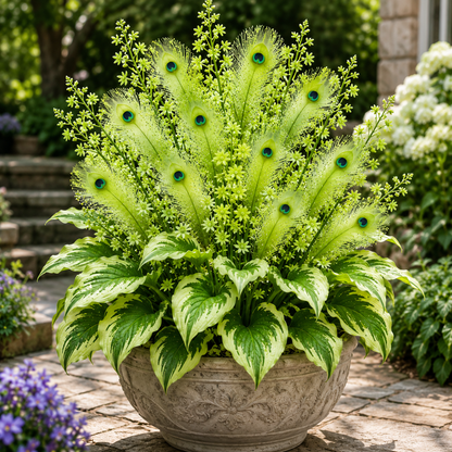 🌿🔥 Peacock Flame Hosta Bulbs – Vibrant Multicolor Foliage for Gardens, Patios & Planters 🦚