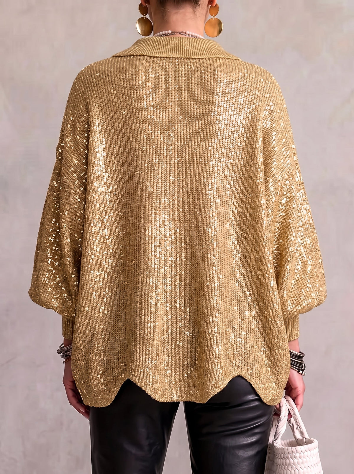 🌿🌿LAST DAY SAVE 49%⌛Oversized Collared Knit Cardigan With Large Metal Buttons